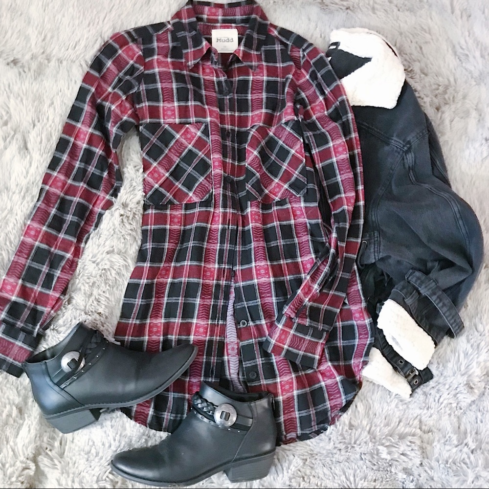 Red & Black Plaid Flannel Shirt